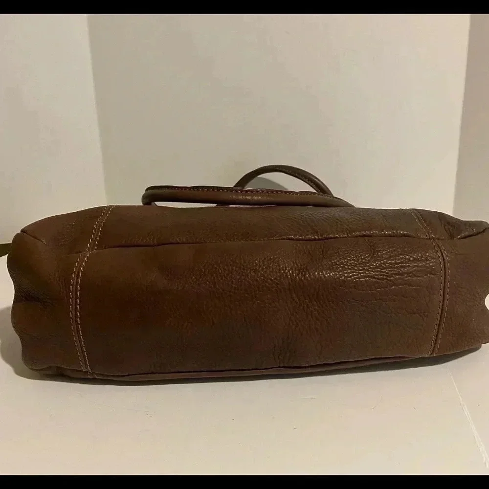 Fossil brown leather satchel handbag